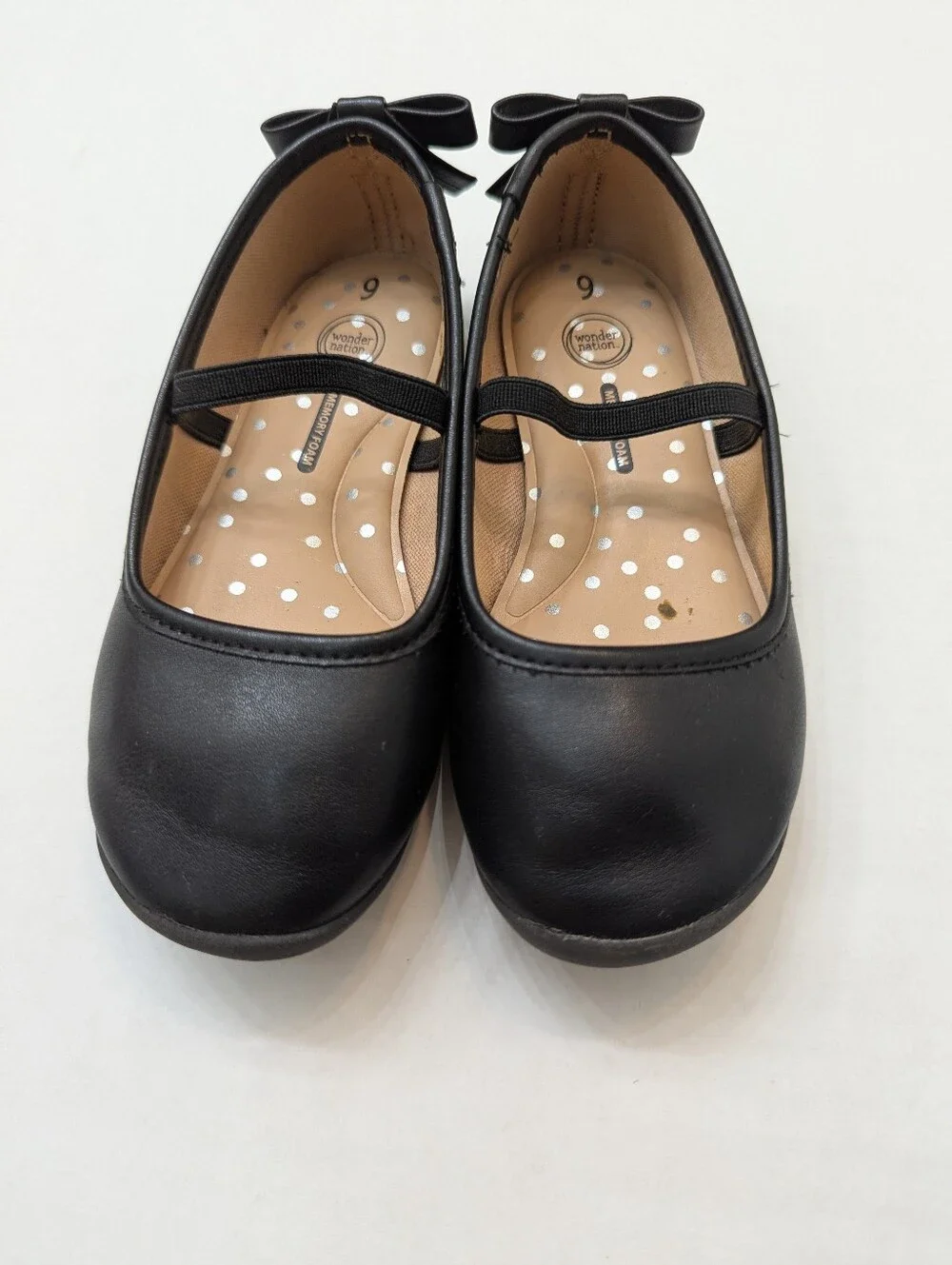 Wonder Nation Toddler Little Girls Classic Bow Black Ballet Flats Size 9